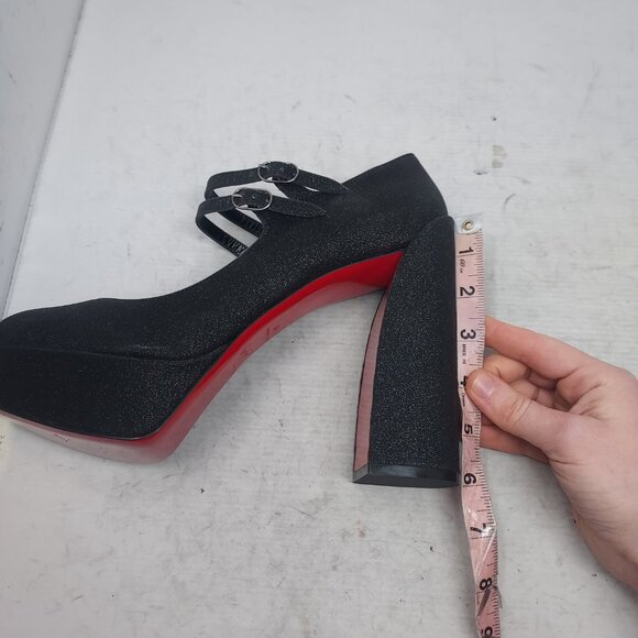 Christian Louboutin Movida Jane Black Glitter Platform Heel Shoe - Picture 12 of 13